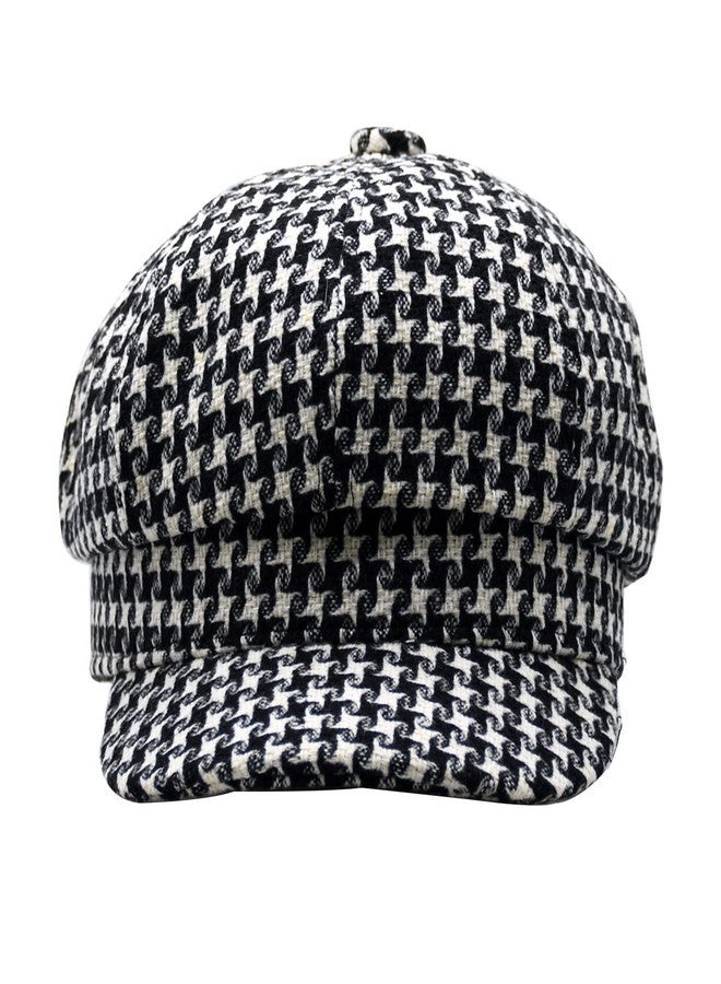 KORIXINE Women's Beret Caps French Hats Houndstooth Newsboy Hats for Women Girls Fashion Paperboy Cap Black - Image 4